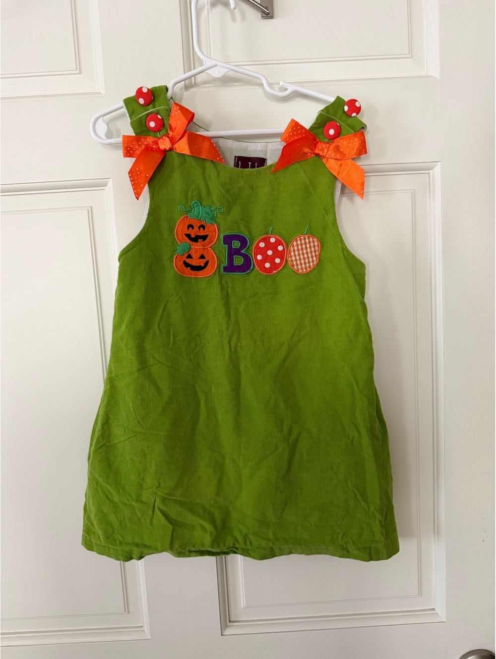 Lil Cactus 3T Halloween Corduroy Jumper Dress Boo Pumpkin Applique Boutique Girl